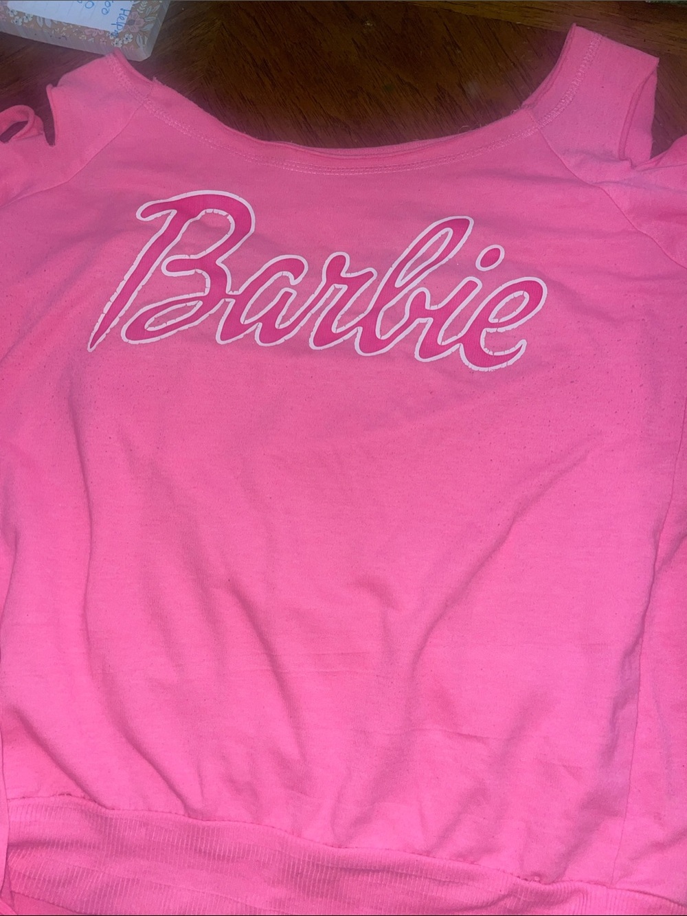 Barbie Hot Pink Cold-Shoulder Sweatshirt